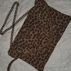 J. CREW Leopard Print Chain Clutch
